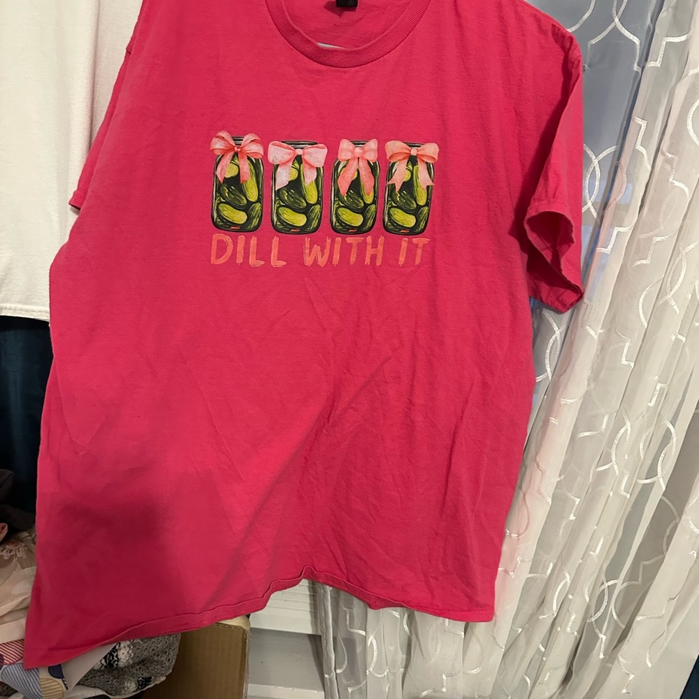 Gildan Pink Short Sleeve Tee - Dill With It Design